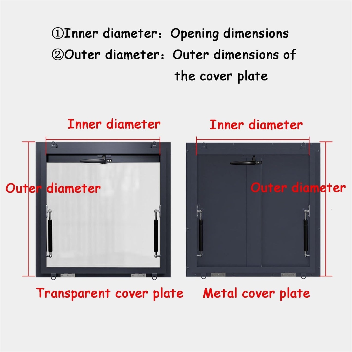 AMDHZ Skylights for Roofs Roof Hatch Door Aluminum Alloy Skylight Hydraulic Support Rod for Attics, Sunrooms, Greenhouses, and Commercial Ventilation Openings(70x70-81x81 cm)