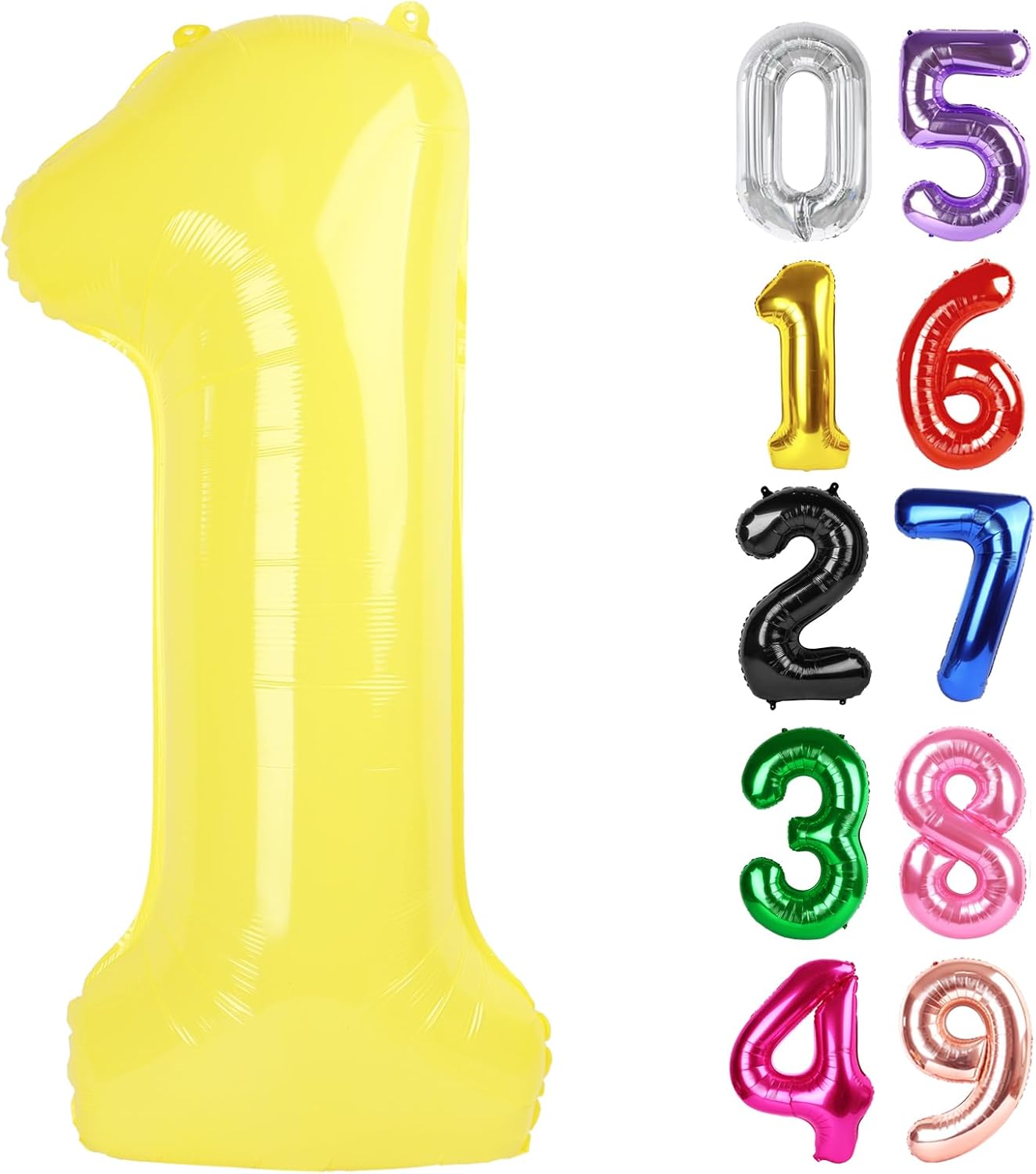 Yellow Number 1 Balloon - 40 Inch Shiny Birthday Decoration for Baby Boy/Girl First Birthday