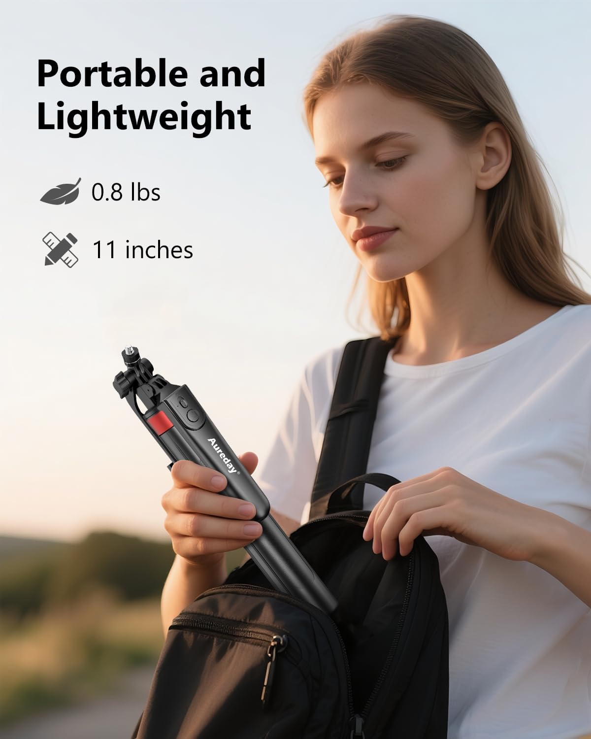 Aureday 72" Phone Tripod and Selfie Stick, Cell Phone Tripod Stand with Wireless Remote & Extendable Phone Mount