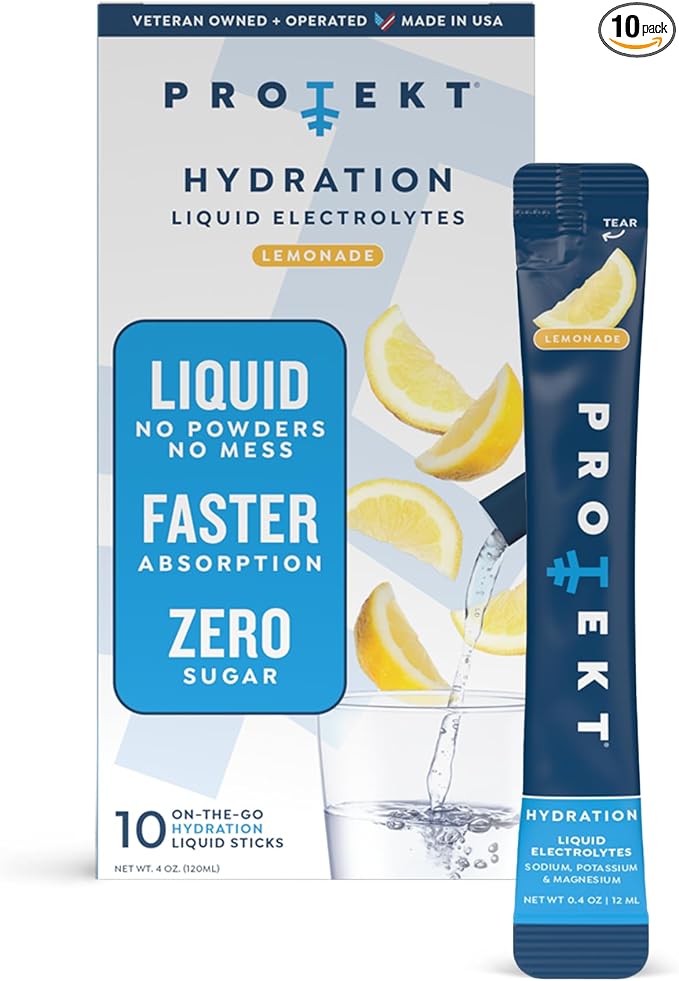 Electrolyte Packets for Recovery & Hydration | Organic & Sugar-Free Electrolytes Drinks | Works Faster Than Powder Drink | On-The-Go Liquid Hydration Drink | Lemonade, 10 Pack