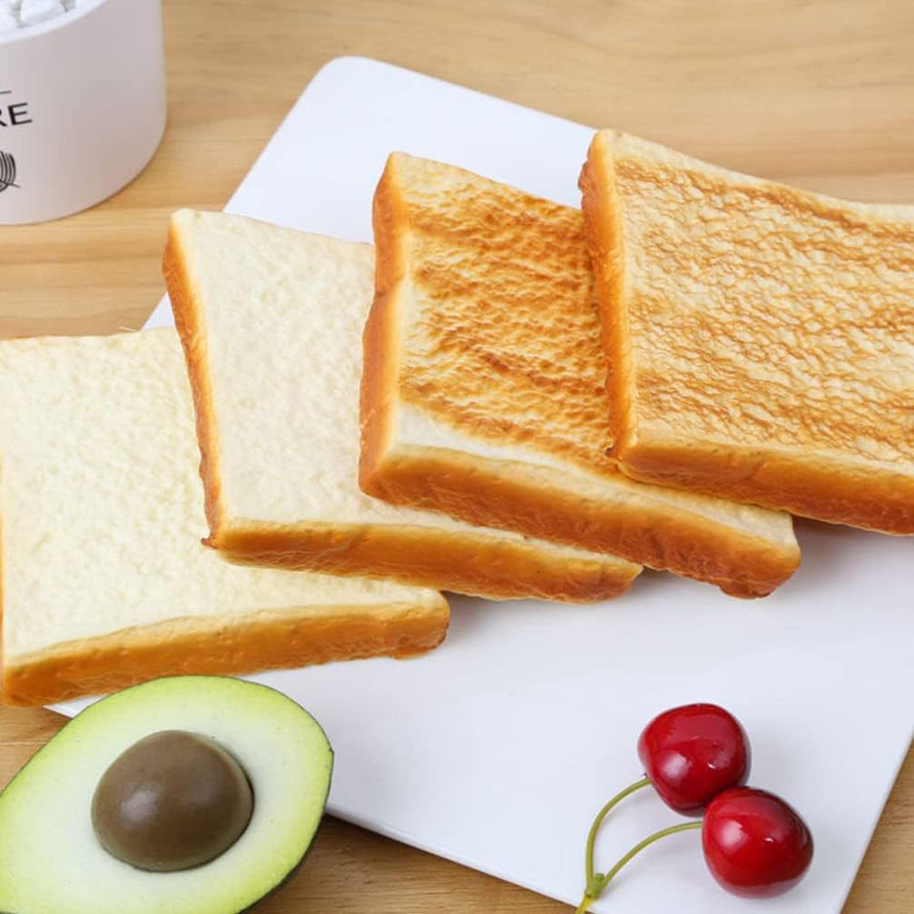 2 4.52X4.52X0.78 Inch Kisangel Simulated Bread Adornments Pcs Realistic Toast Model Ornaments for Photography Props