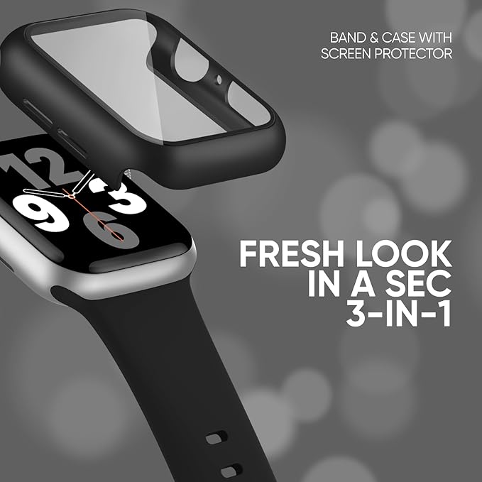 Compatible for Apple Watch Series 11 10 Band 42mm and Case with Screen Protector, Soft Silicone Sport Strap Bands and Protective Cover with Tempered Glass for iWatch Series 11 10