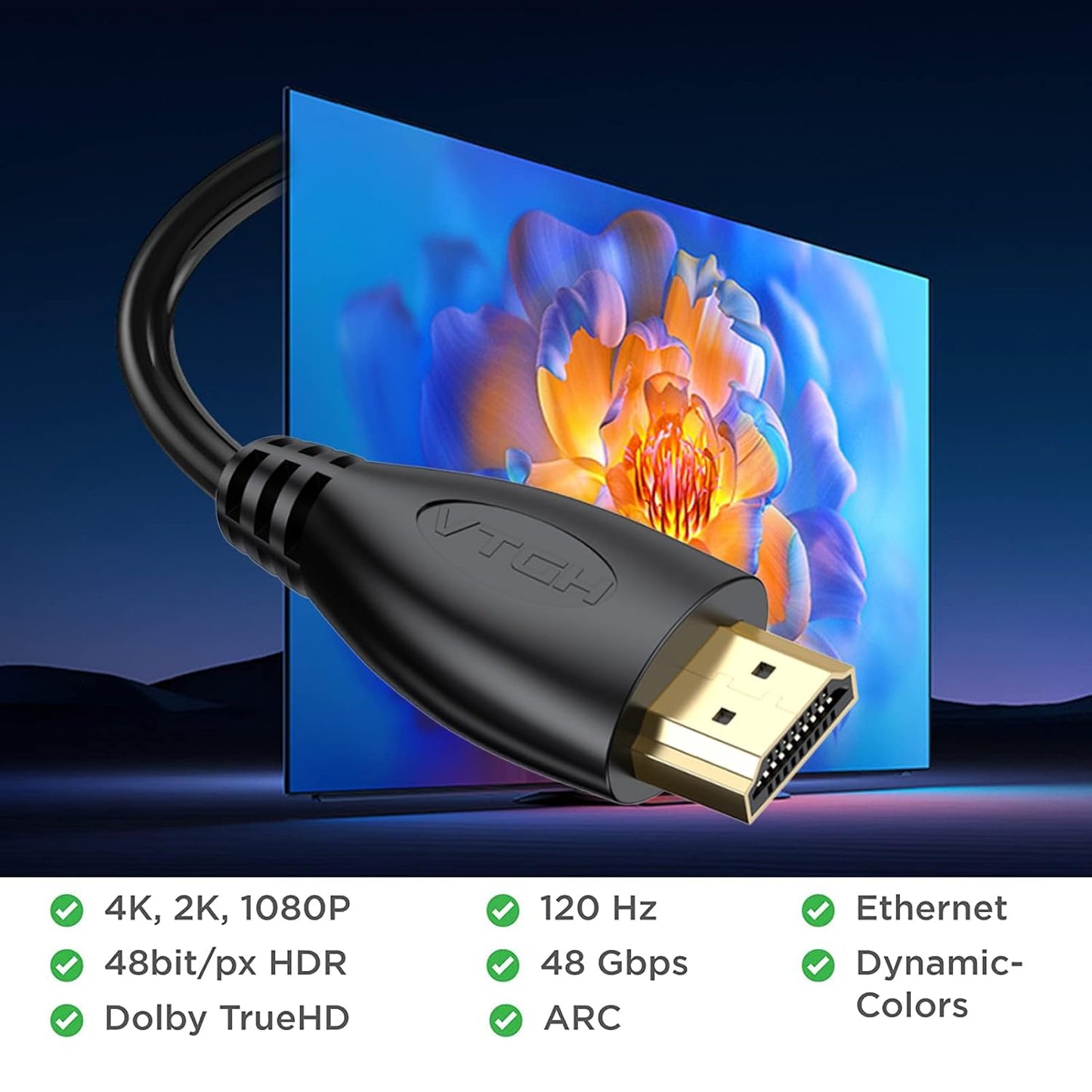 4K 1FT 10-Pack, 2.0 CL3 PS5, PS4, HDMI Cable High Speed HDMI Cable Supports ARC & Rated for Laptop, Soundbar, Monitor