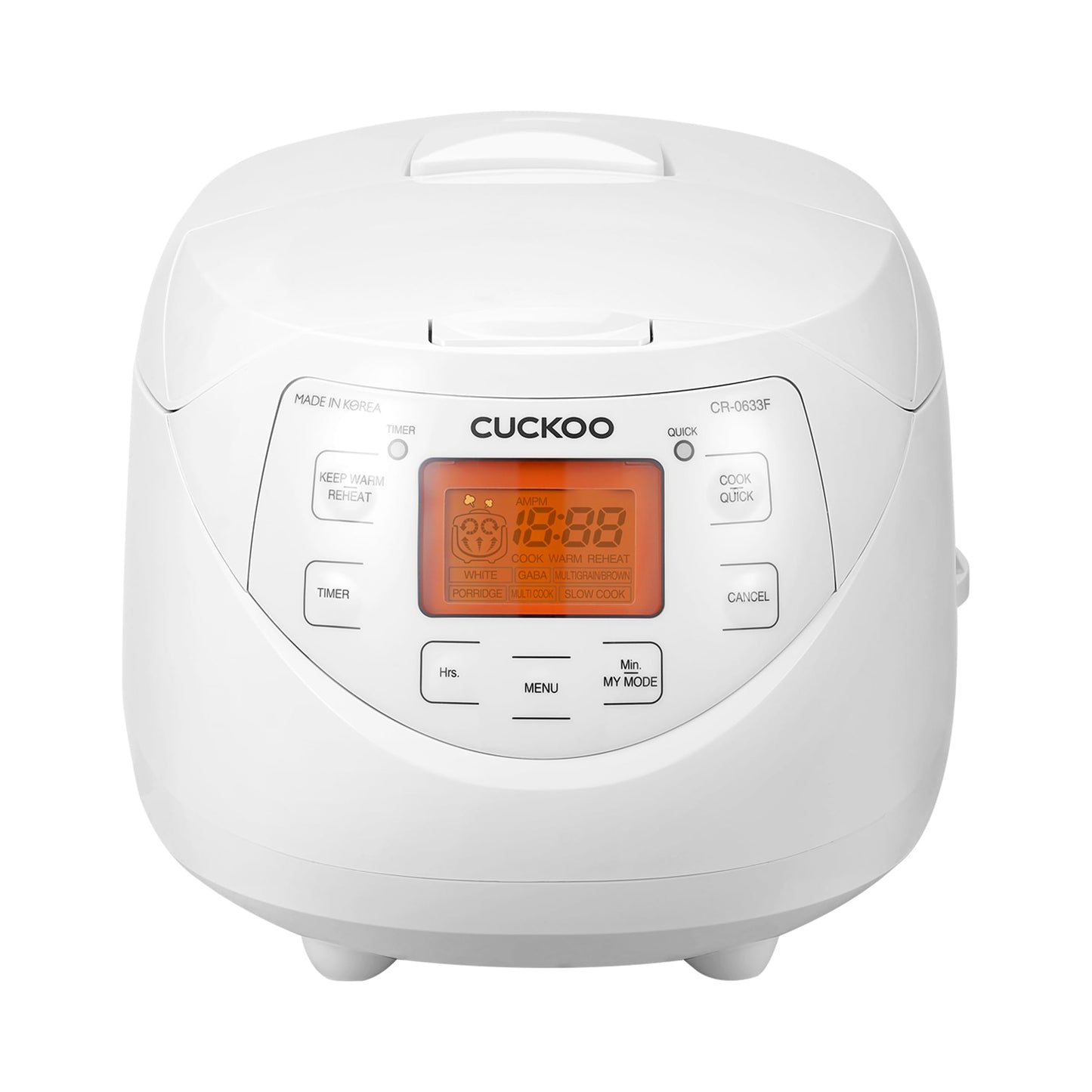CUCKOO Micom Rice Cooker 6 Cup Uncooked / 12 Cup Cooked, Korean Fuzzy Logic Rice Cooker with Delay Timer & Keep Warm Setting, Versatile Food Steamer with Non-Stick Inner Pot, White (CR-0633F)
