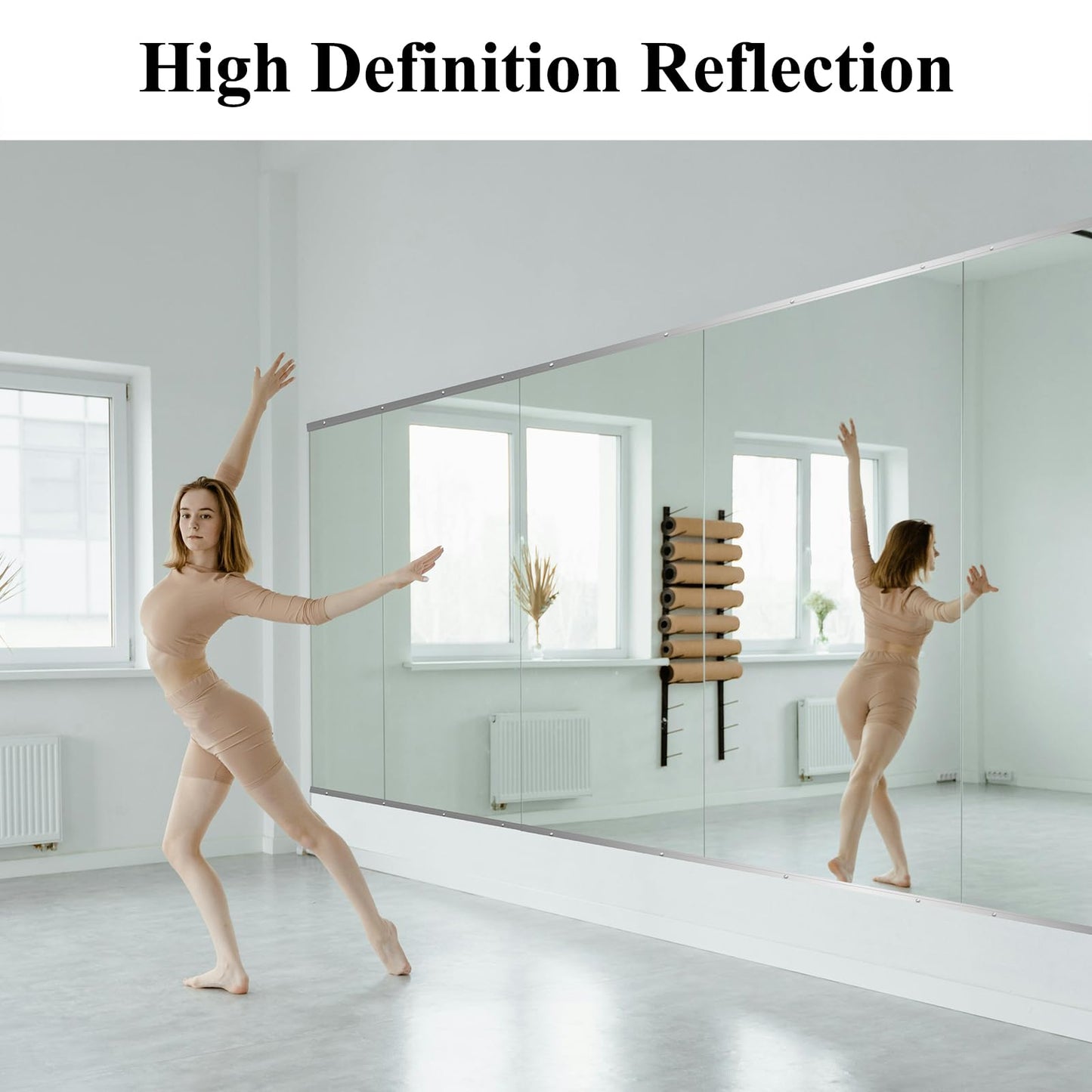 Ruomeng Home Gym Mirror, 48''x24''x2PCS Full Length, Large Frameless Body Mirror Tempered Glass for Gym, Workout, Yoga, Garage, Dance Studio