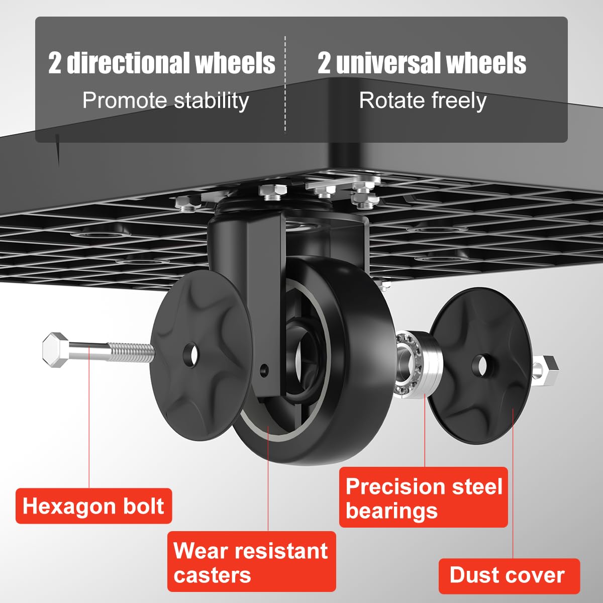 WUD Push Cart, Folding Mobile Platform Trolley,Thickened and Reinforced, 360° Swivel Wheels, 28.7 “L x 19.3 ”W, 661 lb.Black Dolly cart with Wheels