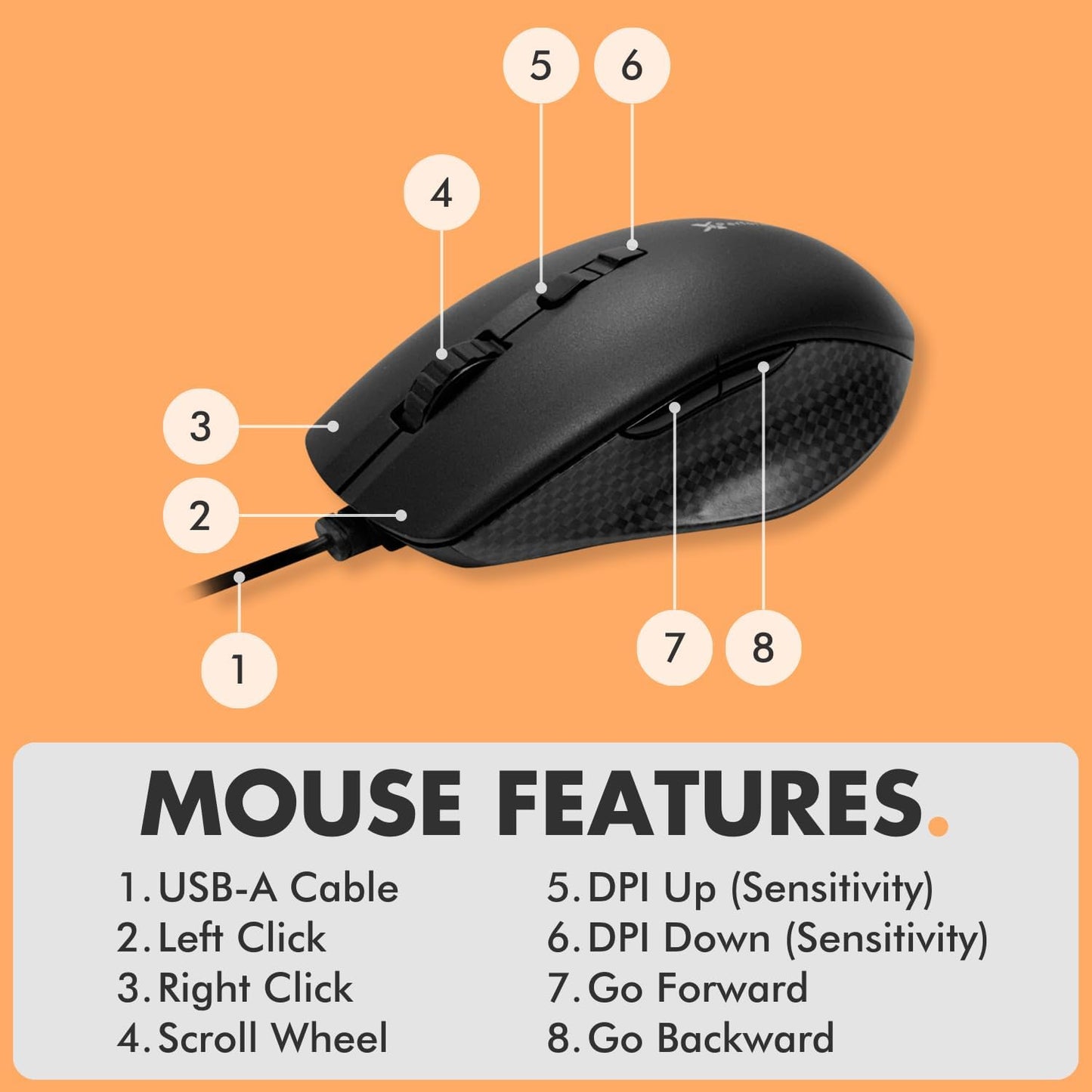 X9 Performance 7 4 Wired Keyboard and Mouse Combo - Large Print Backlit Keys for Seniors, Lighted Computer Keyboard