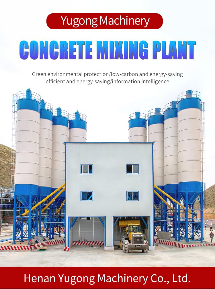 High-Performance Concrete Batching Plant with enclosed powder handling, noise-controlled exhaust and reinforced steel body, ideal for commercial concrete manufacturing and heavy construction