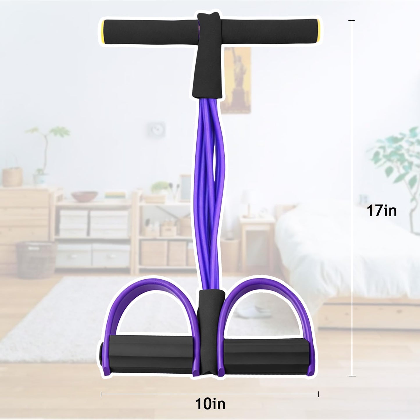 Kammoy 6-Tubes Tension Rope, Multifunction Elastic Yoga Pedal Puller Resistance Band, Natural Latex Tension Rope Fitness Equipment, for Abdomen, Waist, Arm, Leg Stretching Slimming Training (Purple)
