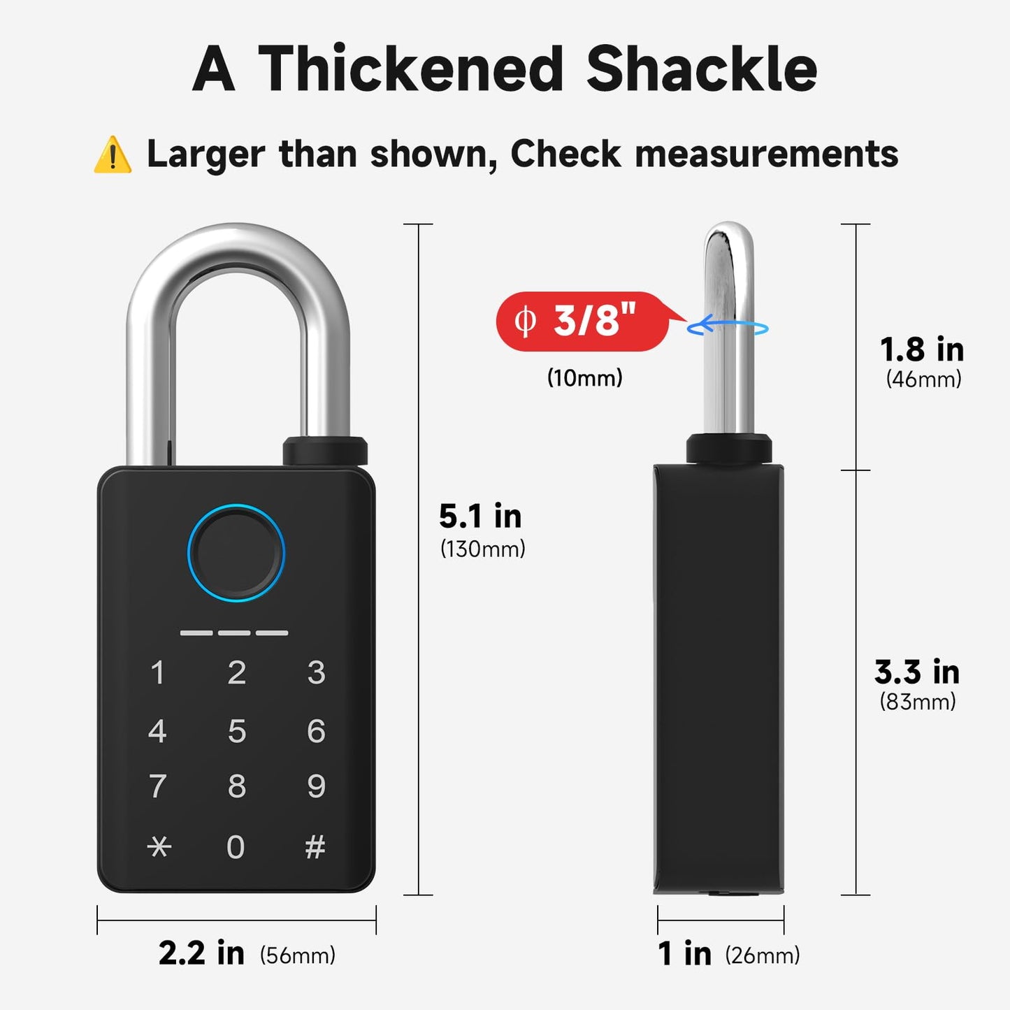 Aurosmart Heavy Duty Fingerprint Padlock with Key, Smart Gate Lock with Keypad, Keyless Entry Digital Combination Lock for Outdoor Fence, Gate, Shed, Storage Unit, Pool, Locker, Tuya App