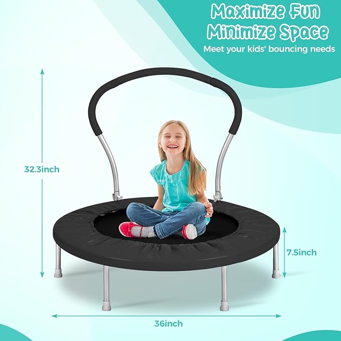 Mini Trampoline for Kids, Indoor Toddler Trampoline with Handle, Child Small Rebounder Trampoline for Indoor and Outdoor Use