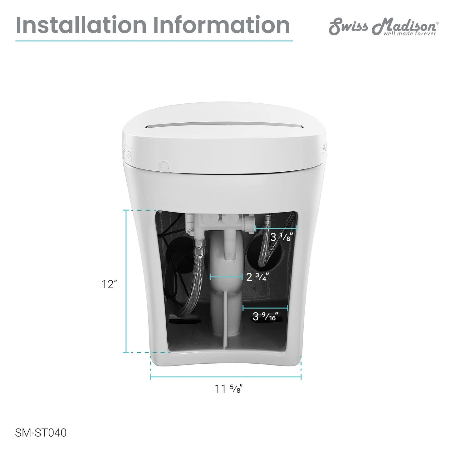 Swiss Madison Hugo Smart Toilet, Touchless Vortex™ Dual-Flush 1.1/1.6 gpf Tankless Toilets for Bathroom