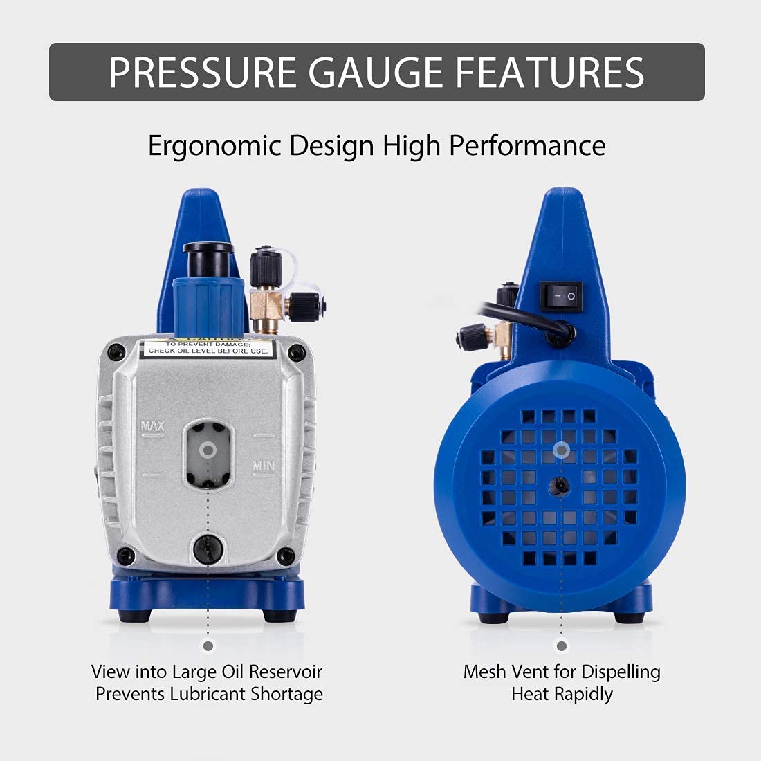 VIVOHOME 110V 1/4 HP 3.5 CFM Single Stage Rotary Vane Air Vacuum Pump with Oil Bottle and 110-120V AC 60Hz 3/4HP Single Cylinder Portable Refrigerant Recovery Machine Set