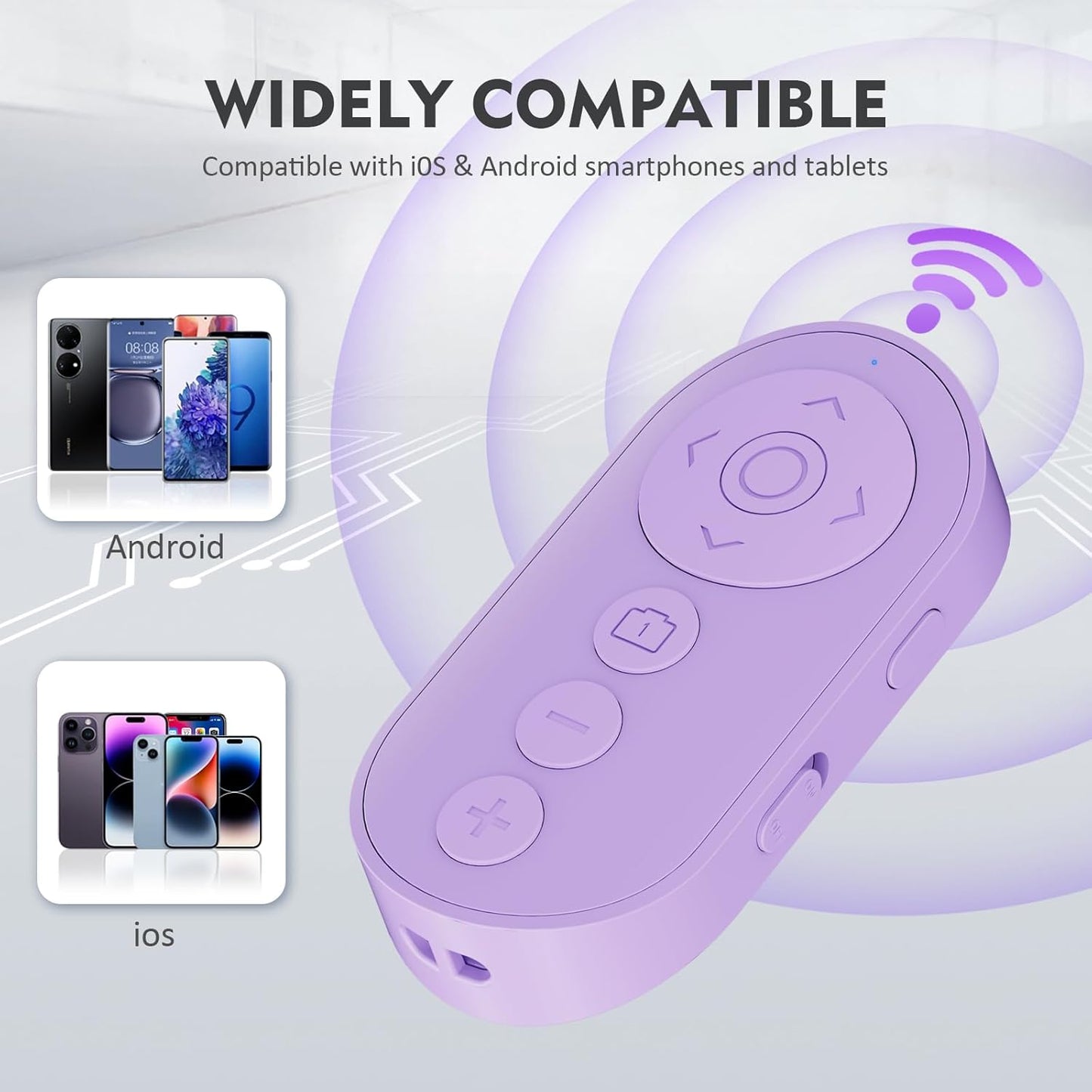 RIOFOGO Wireless Camera Remote Control with Zoom in/Out for Android & iPhone,Versatile Shutter with Front/Rear Camera