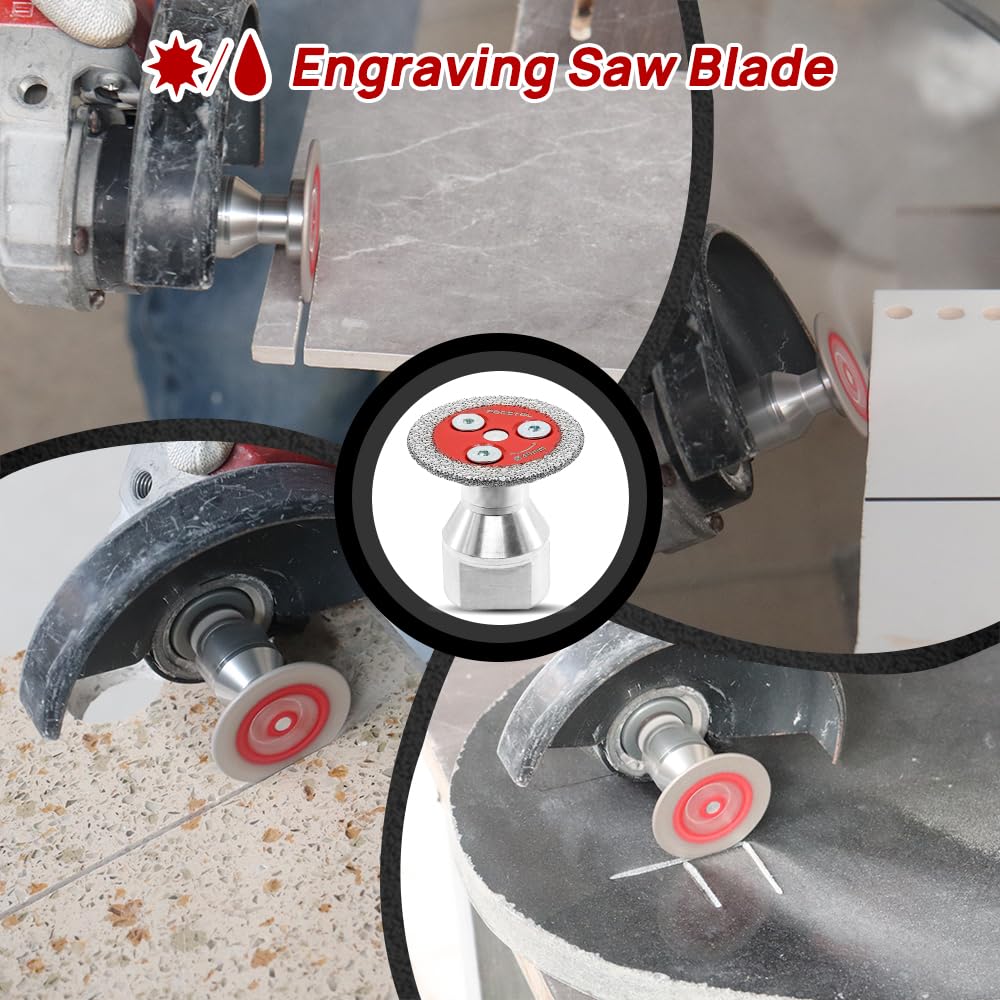 Mini Diamond Engraving Saw Blade - FOCSTOL 5pcs 1-9/16 Inch(40mm) Cutting Disc with 1pc 5/8''-11 Thread Flange for Marble Granite Artificial Stone Porcelain Tile Ceramic