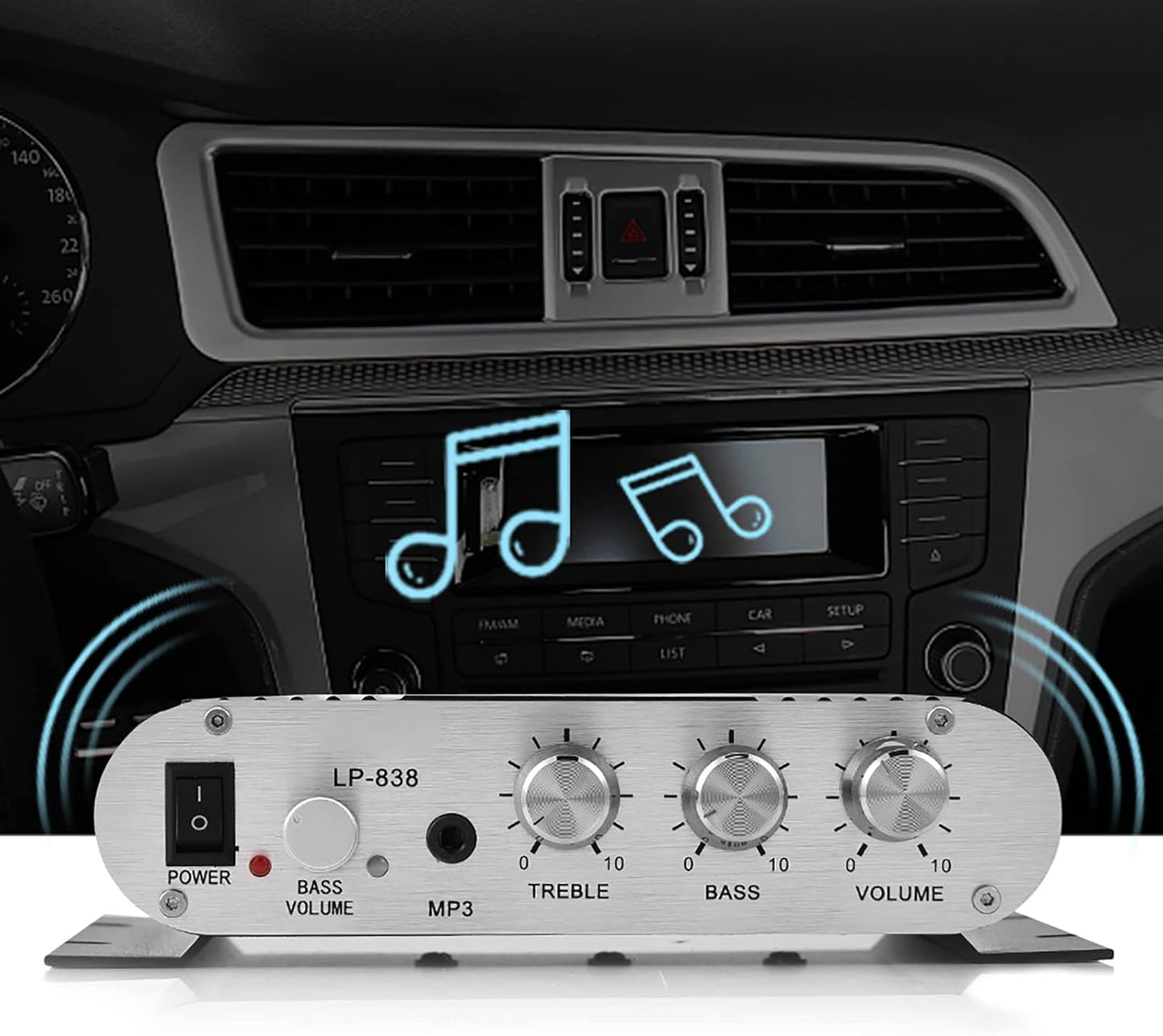 15Wx2 3.5mm MP3, MP4, Stereo Audio Amplifier Receiver, Output Stereo Bass Home Amplifiers, with and Port, Digital Amp