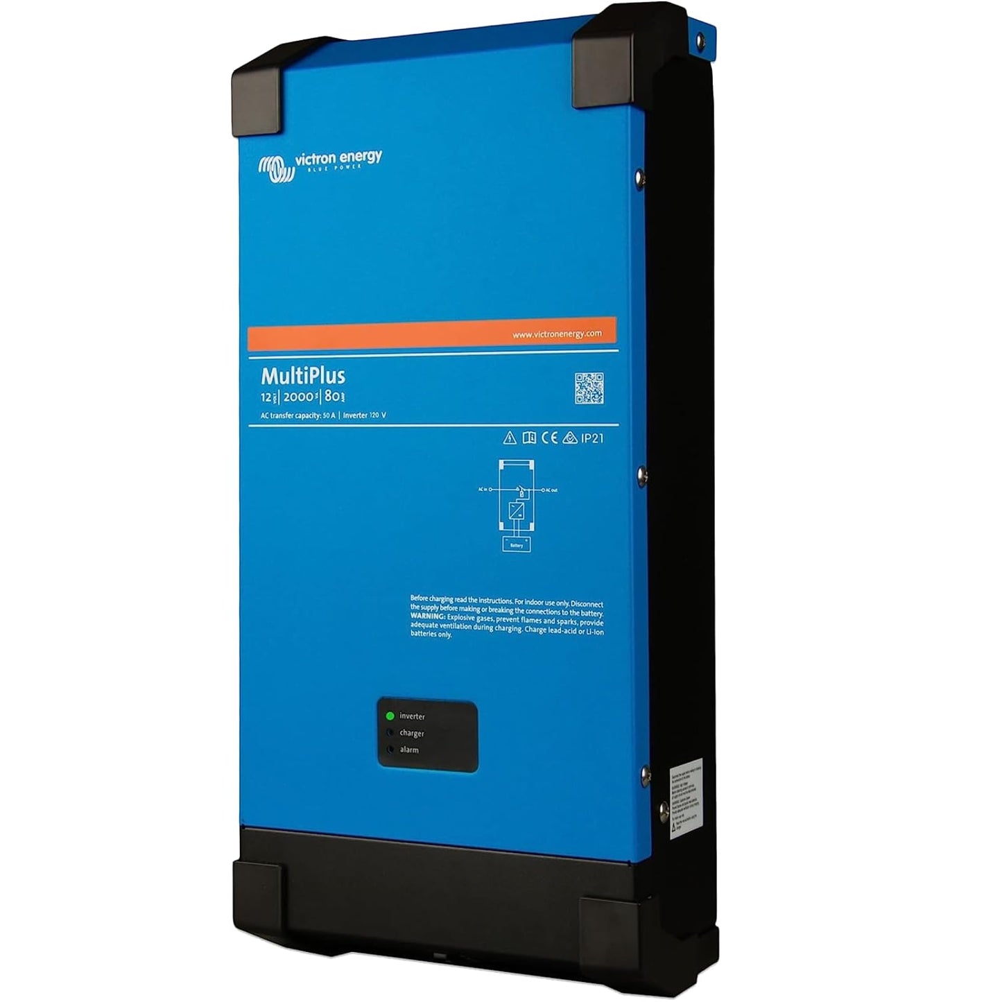 Victron Energy MultiPlus Pure Sine Wave Inverter Charger for 80 amp Battery, UL-Certified, 2000VA 12-Volt