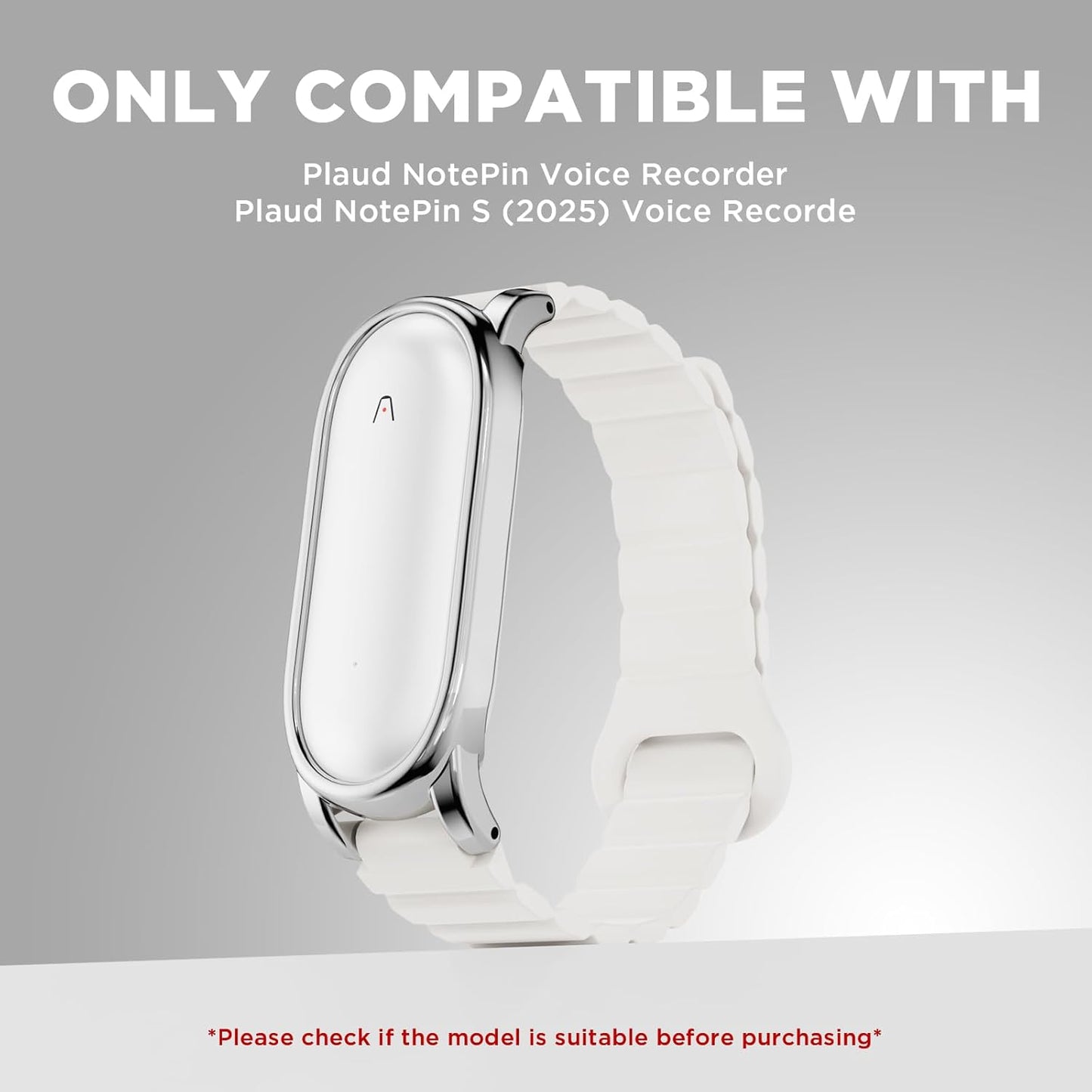Wacanc (2025) Silicone Magnetic Wristband Compatible with Plaud NotePin Voice Recorder,PC Case with Adjustable Wearable