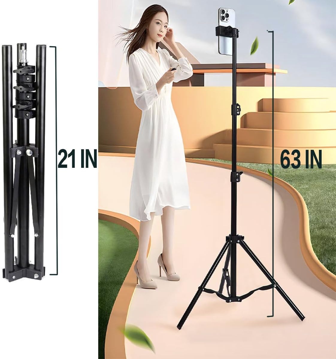 Tengsun 63 360 1/4" Tripod Stand Holder Lightweight Tripod with Ball Head Remote ThreadExtendable Cell Phone and Camera
