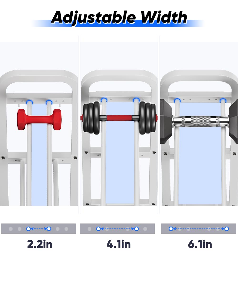 Ansionsol 4-Tier Adjustable Dumbbell Rack, Weight Storage Stand Holder for Dumbbells & Kettlebells, Heavy-Duty Home Gym Organizer with 6 Hook for Home Gym Equipment Accessories, White(Rack Only)