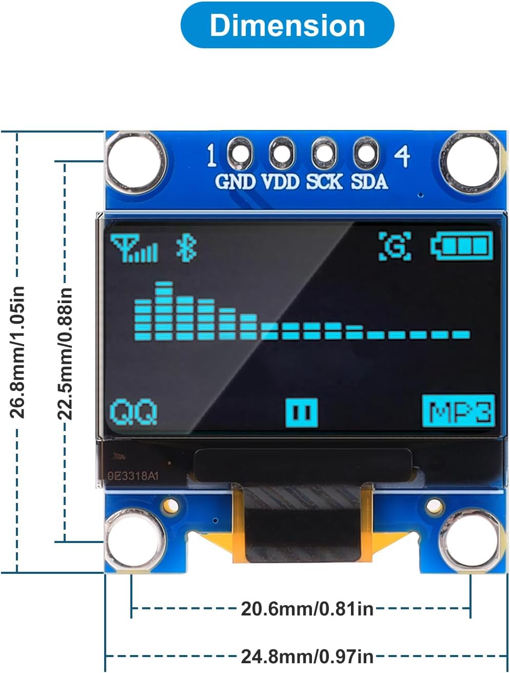 Meshnology 2 0.96 Inch 128x64 I2C SSD1315 ESP32 Pcs OLED Display Module Pixel IIC OLED Screen Driver Self-Luminous