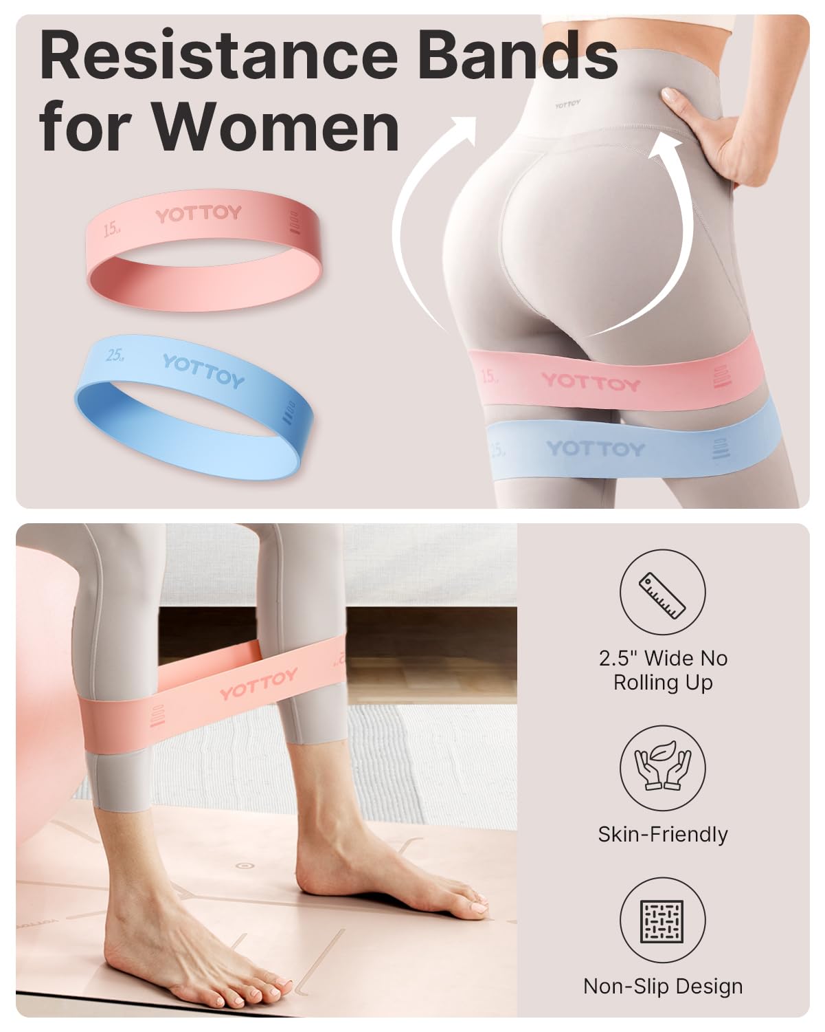 YOTTOY 13.5 Inch Pilates Ring and Ball Set, Figure 8 Resistance Bands, Stretch Bands&Guide,Pilates Equipment Set for Beginners for Home Workouts Core Strength, Yoga, Physical Therapy & Rehab, Blue