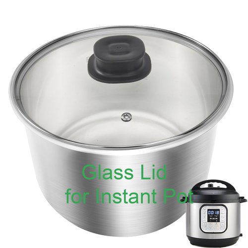 Glass Lid for Instant Pot 6 Quart, 9.1-In Glass Cover for Instantpot, Lid Replacement for Instant Pot 6 QT, Accessories 6 QT for Insta pot, Heat Resistant Handle & Stainless Steel Rim