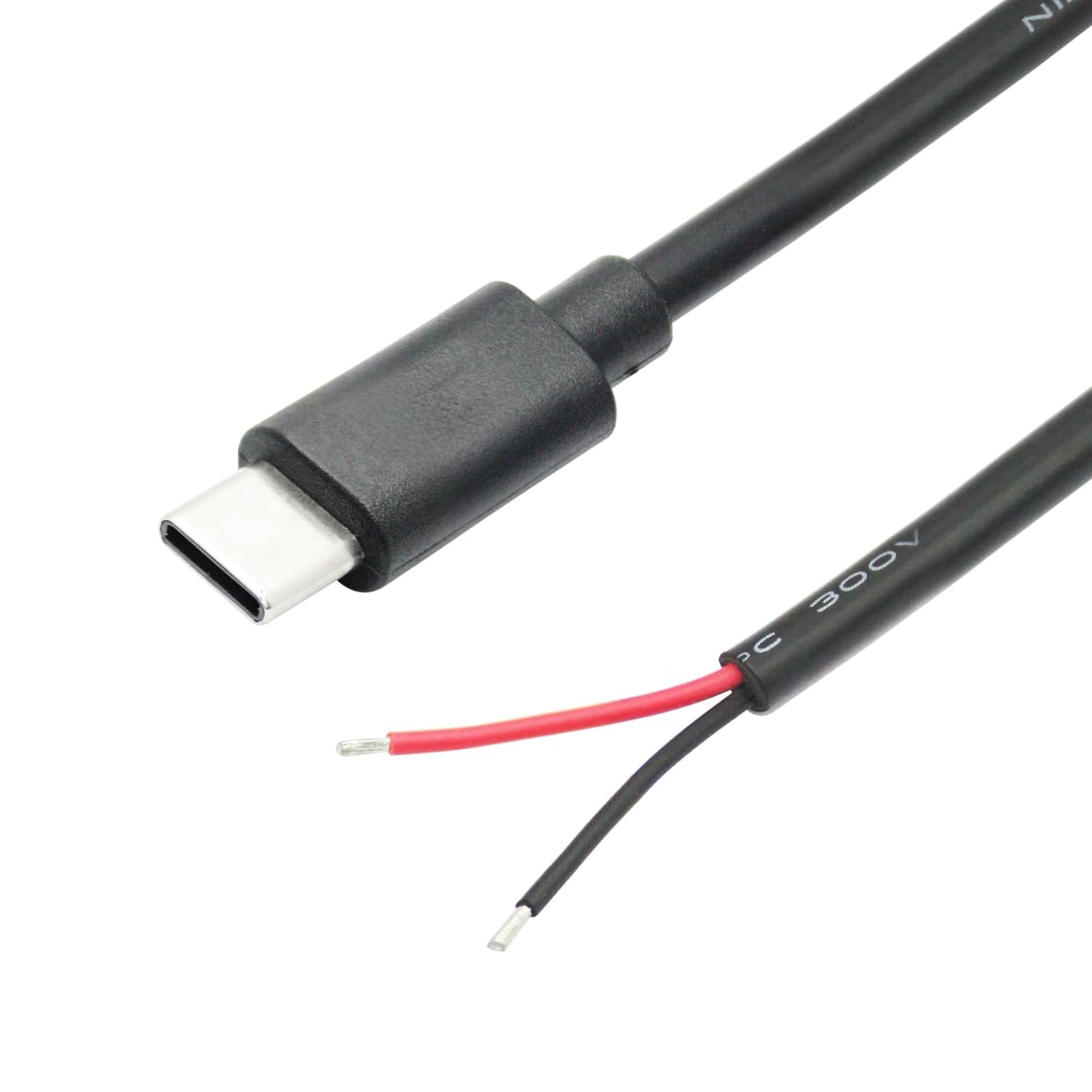 2 11inch, 5V/5A 2 20AWG, 4Pcs USB C to Pin Bare Wire Open End Power Cable USB Type C Male Plug Pin Pigtail Cable