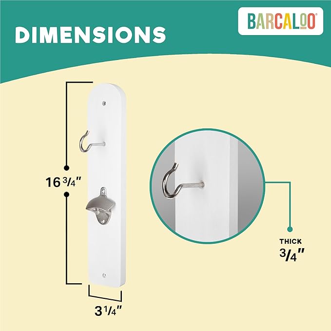 Barcaloo Hook and Ring Game with Bottle Opener and Magnetic Bottle Cap Catch - Adult Ring Toss Game for Both Indoor and Outdoor Use