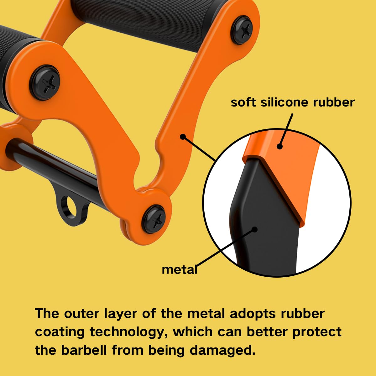 Panulix V Bar(Orange) T-Bar Row Landmine Handle Attachment for Barbell Bars, Solid Mine Double D Row Handle Grips with Non-Slip Rubber Grips, T-Row Attachment for Olympic Strength Training Bars