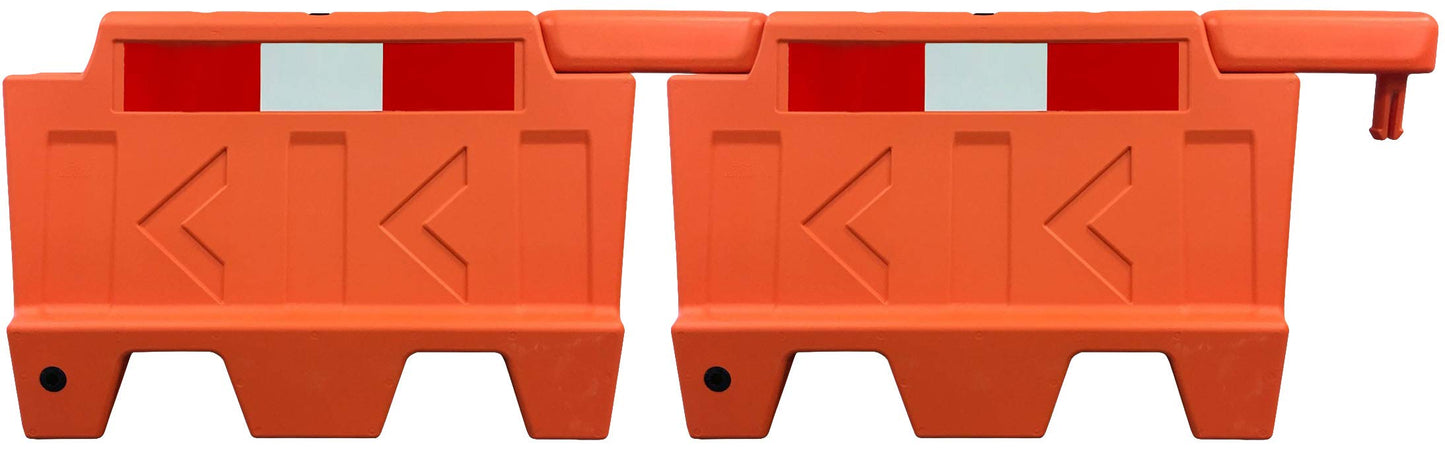 Electriduct Stackable Water Fillable Traffic Safety Plastic Barricade 3 Feet Orange Polyethylene Vehicle Portable Barrier - Pack of 4