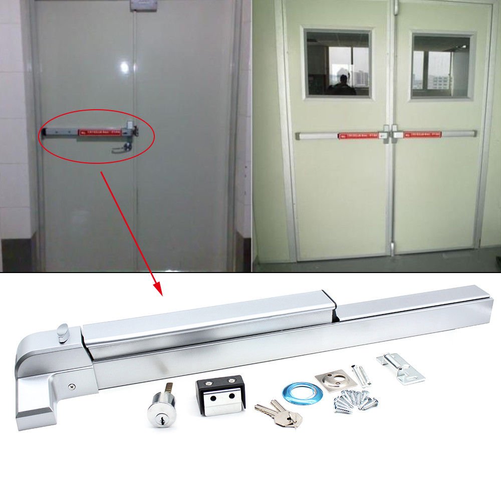 LOYALHEARTDY Door Push Bar Exit Panic Device, 30“-36” Heavy Duty Door Push Bar Stainless Steel Panic Bar Exit Device Commercial Emergency Exit Bar