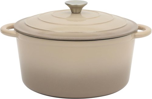 Gibson Home Addlestone 7 Qt Enameled Cast Iron Dutch Oven - Oven Safe to 500°F, Ideal for Baking & Stews | Gradient Taupe