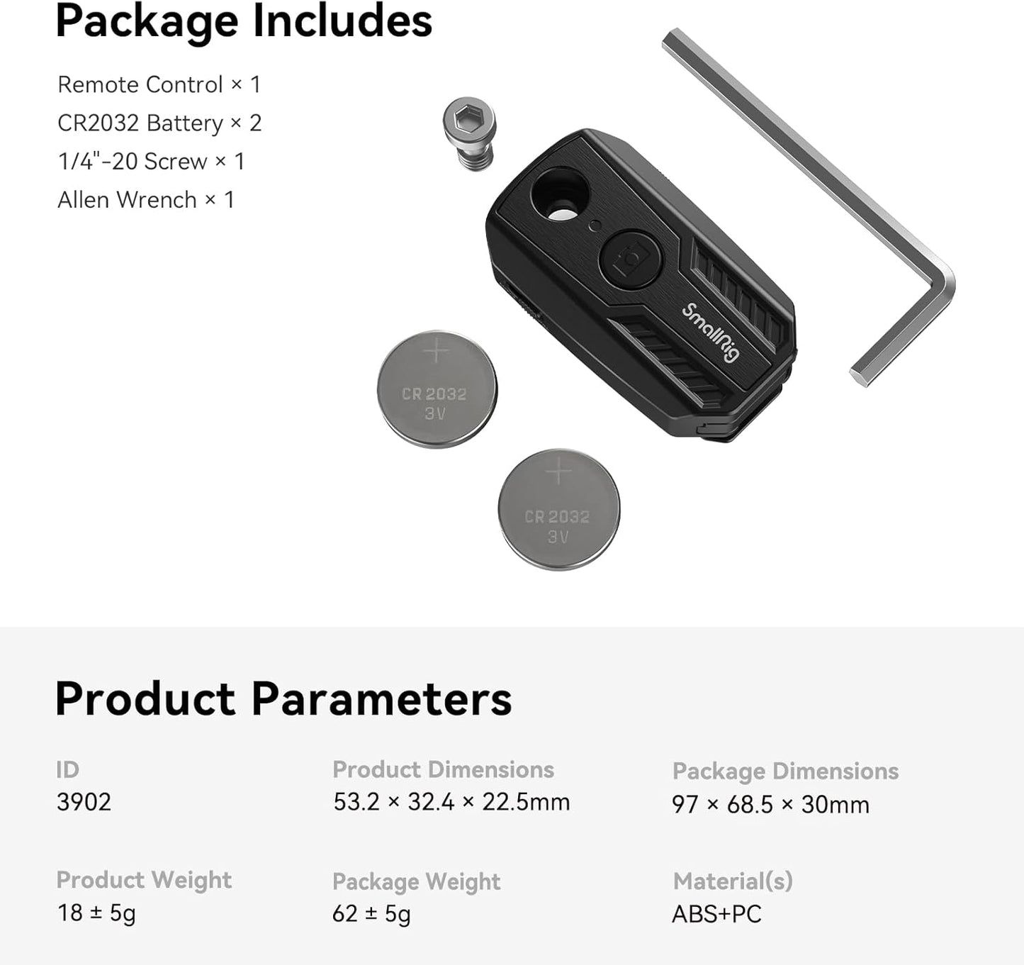 SMALLRIG A7 A7R A7R A7R A7S A7 A6700, FX3, A7C, A7CR, A7C ZV-E10, ZV-E10 R5, R5 R6, R7, R8, R10 Wireless Camera Remote
