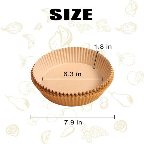 Air Fryer Disposable Paper Liners - 100PCS Round 6.3In Non-Stick Parchment Sheets for Easy Cooking