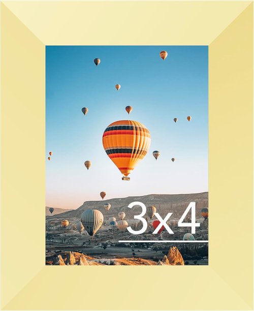 JCJMY Gold 3x4 Picture Frame - Wall Hanging & Tabletop Display with Shatter-Resistant Plexiglass