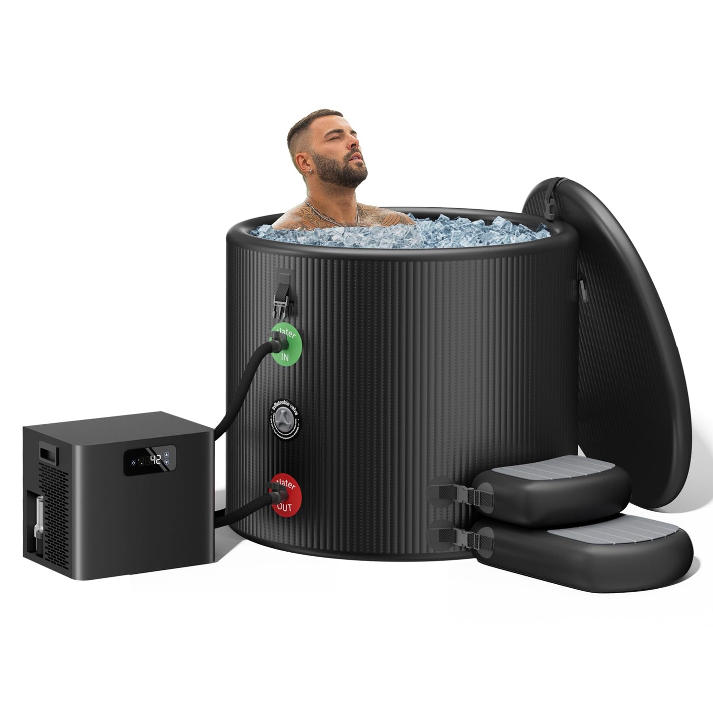 1/3HP Ice Bath Chiller & Cold Plunge Tub Kit, Cold Plunge Chiller with Built-in Pump, 120 Gal Inflatable Ice Plunge Tub, Cold Plunge Tub with Water Chiller for Cold Therapy