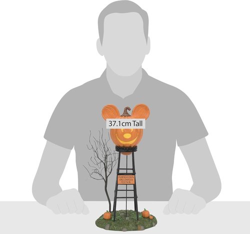 Department 56 Mickey Mouse Water Tower Figurine - Halloween Pumpkintown Accessory, 12.01 Inch, Multicolor