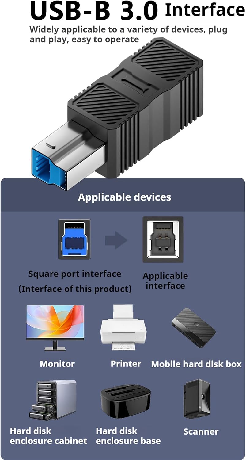 WITRN 3.0 USB C to B Adapter, USB Type-C to USB B Square Connector for Printer, Hard Drive Enclosure, Copier, Scanner