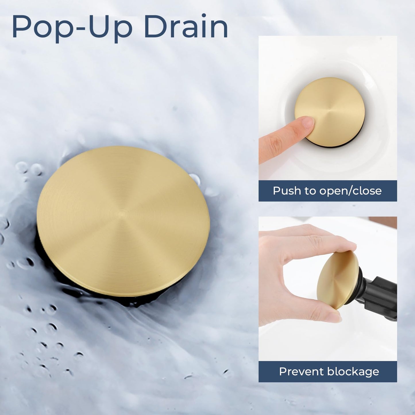 IUERASD Bathroom Faucet 3 Hole, Brushed Gold Bathroom Sink Faucet with Pop Up Drain, 8 inch Widespread Bathroom Faucet with 360° Swivel Spout, 2 Handle Vanity Faucet with Water Supply Hoses