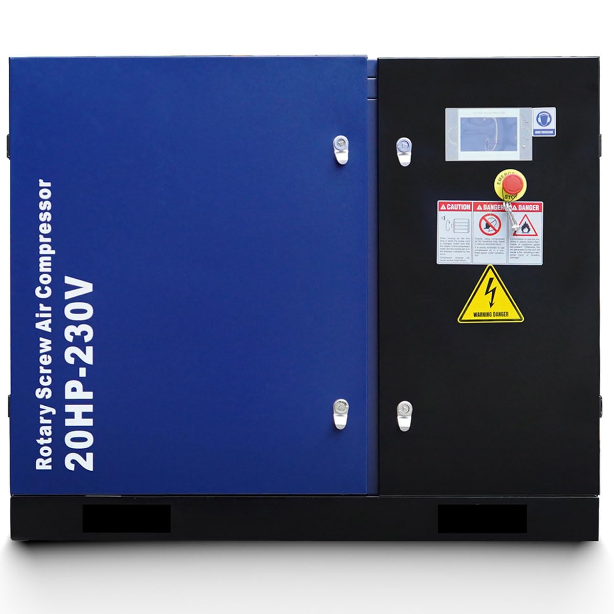Trollastor 20HP Rotary Screw Air Compressor, 74 CFM @125 PSI, 230V 60Hz 3-Phase Fixed Speed Industrial Compressor, 62 dB Low-Noise, Star-Triangle Start, 1" NPT Outlet, Heavy-Duty Steel Cabinet