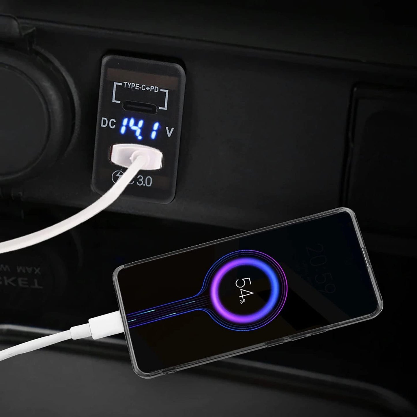 Cllena 3.0 Quick Charge & PD USB C Dual USB Port Charger Socket Power Adapter for Toyota