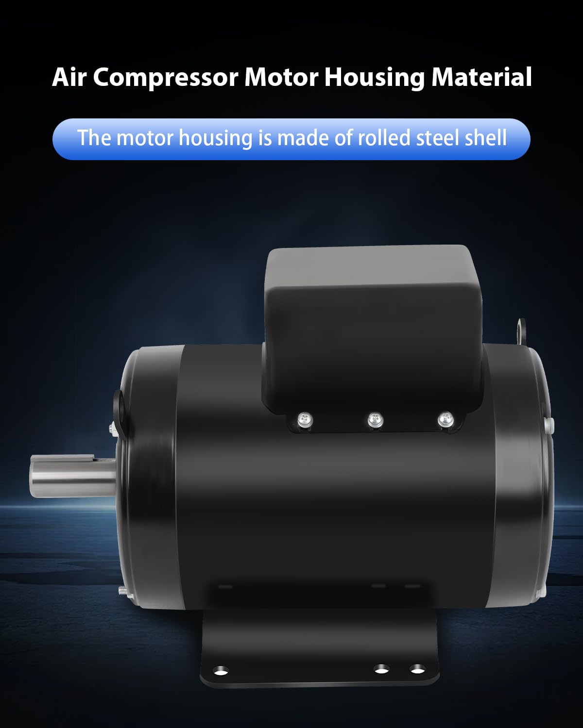 7.5HP Air Compressor Motor ODP 3450RPM, Single Phase 184T Frame Motor, 208V-230V, 1-1/8"Shaft Diameter Rolled Steel Shell