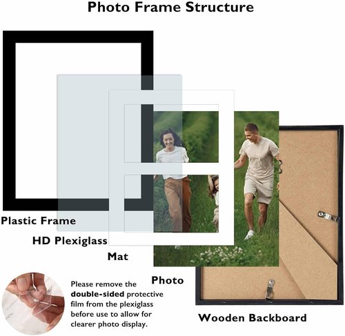 JCJMY 8x10 Picture Frame - Stylish 4x6 Collage Frame for Wall or Tabletop Display - Black