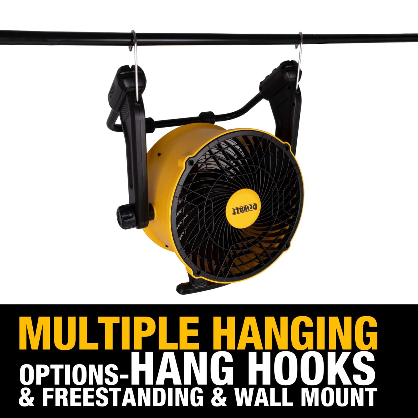 DEWALT 16 Inch Floor Fan, 360° Adjustable Tilting Airflow Fan, 3-Speed 4000 CFM Max, Hook Hangable, Wall Mount for Garage, Basement, Gym, Heavy Duty Barrel Shop Fan DXF1616