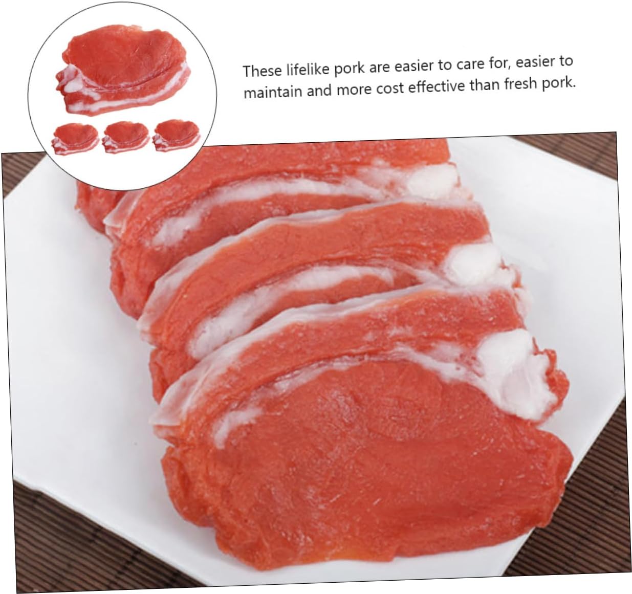 Set 4 of Realistic Resin Pork Slice Models for Display