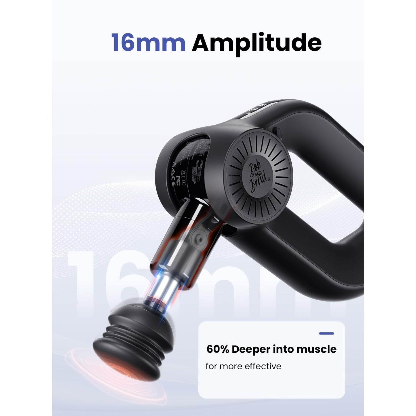 BOB AND BRAD D6 Pro Massage Gun Deep Tissue Percussion with 16mm Amplitude 85lbs Stall Force, FSA Eligible & HSA Approved Professional Muscle Massager for Athletes, Quiet Electric Back Massager