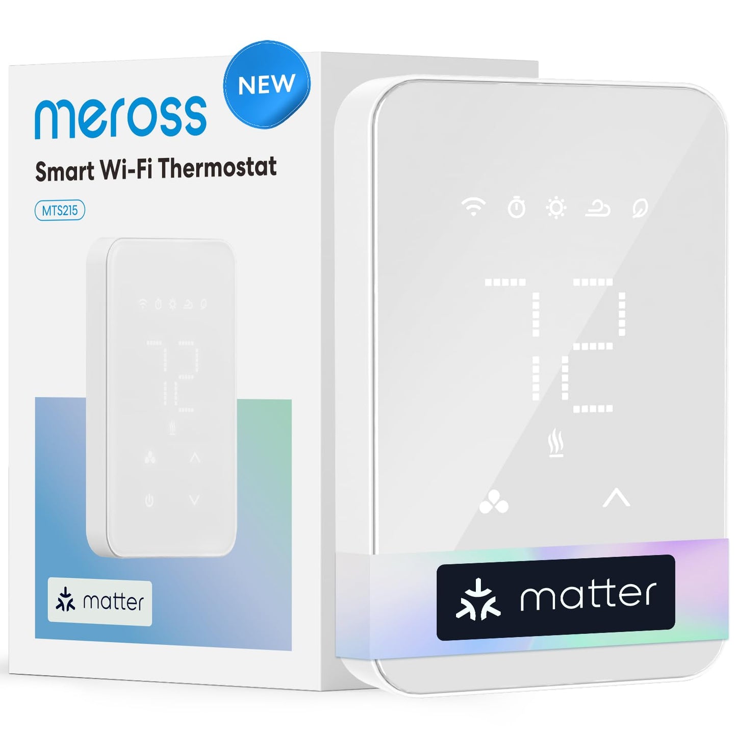 meross Matter Smart Thermostat for Electric Baseboard Heater, Works with Alexa, HomeKit, Google, SmartThings, Programmable WiFi Thermostat for House, Energy Saving, App & Voice Control for Smart Home