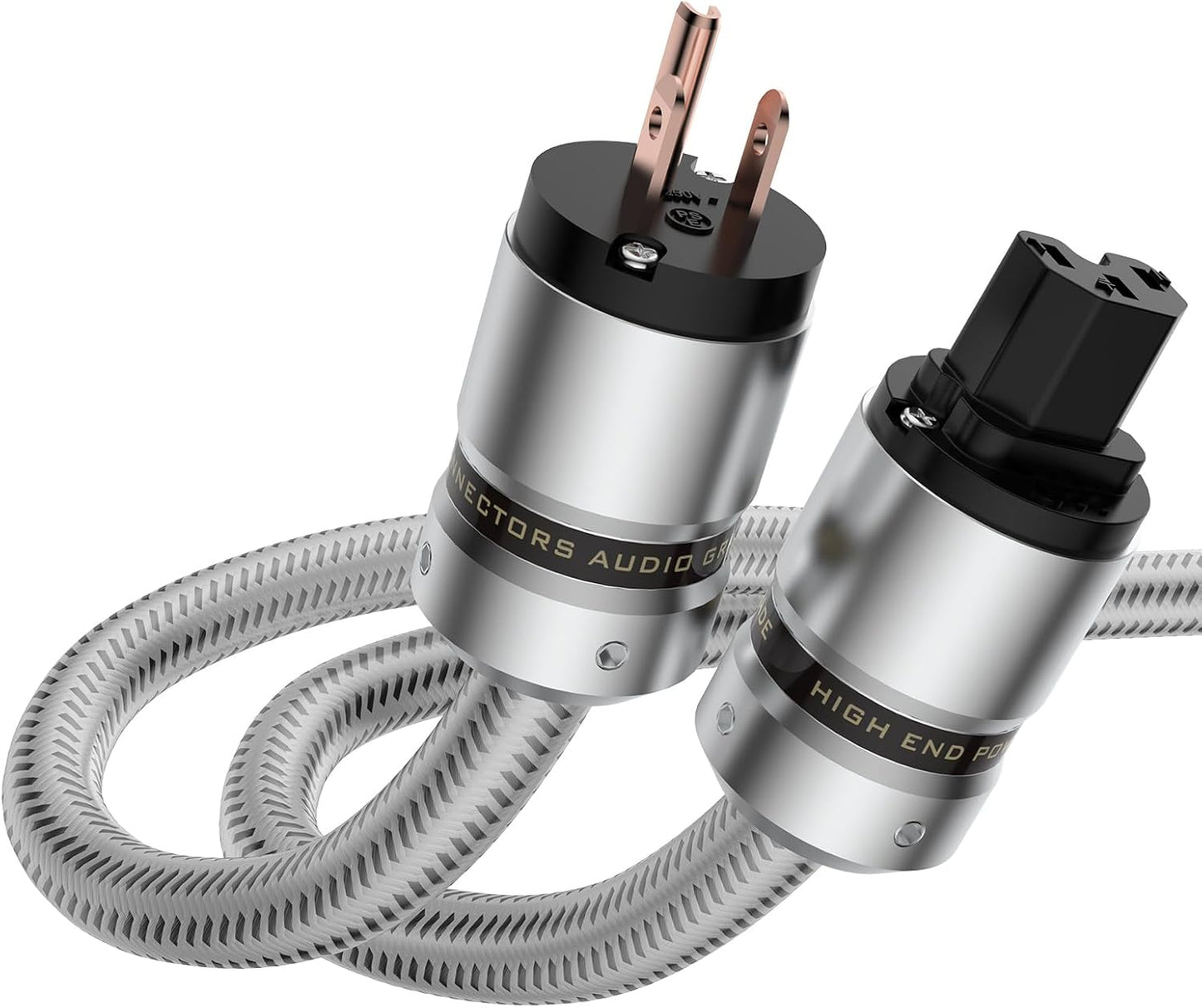 Tertullus 3-Prong 14AWG 125V 15A (1M 3.28FT) HiFi Audiophile AC Highend Audio Power Cable Audiophile Power Cord Silver