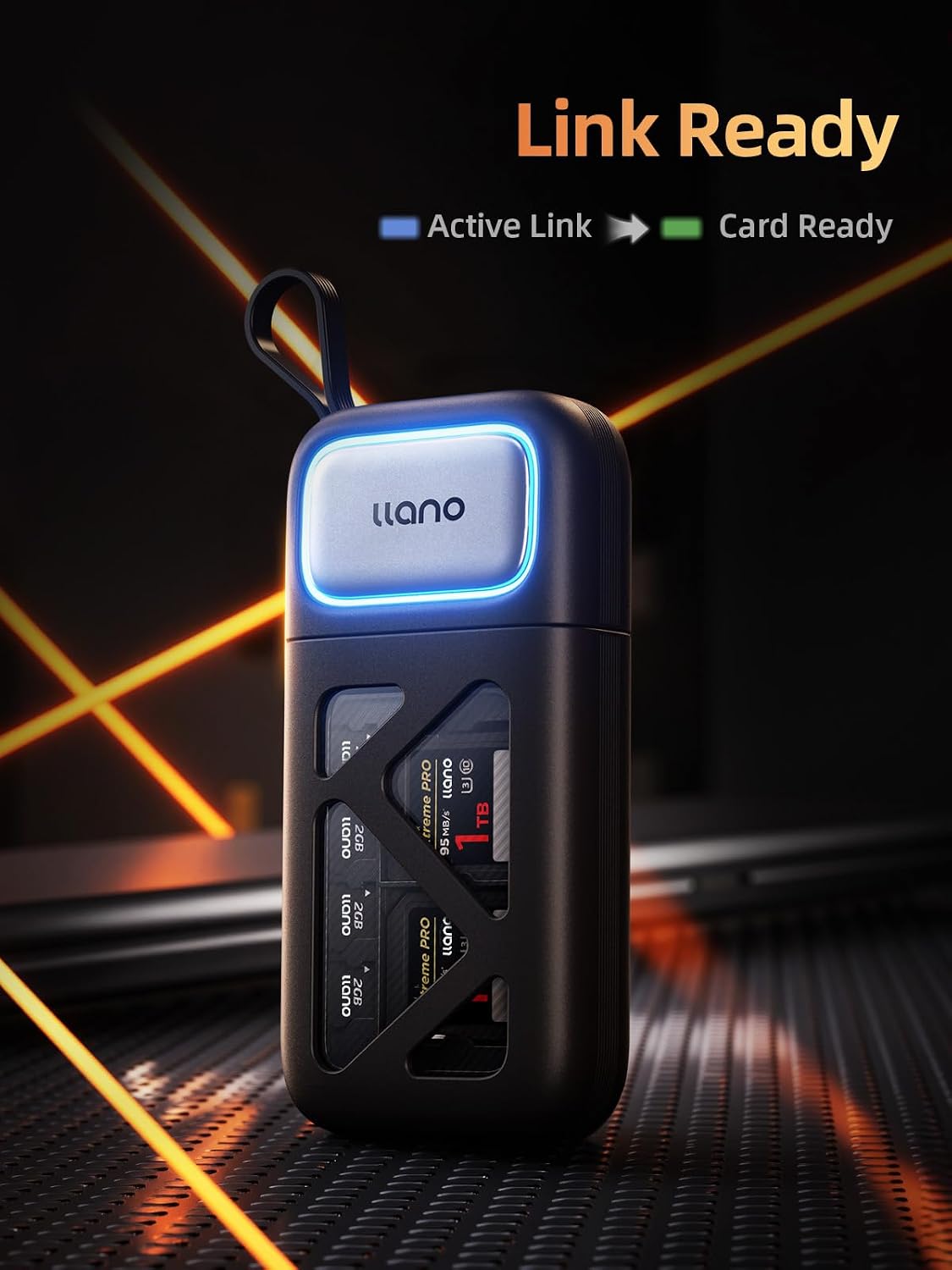 llano F13 2-in-1 3.2 Gen1 High-Speed SD/Micro SD Card Reader Adapter(UHS-I Supported),Holder Case, Built-in Slot
